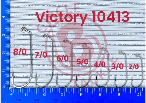 Victory 10413 60° سلك ثقيل O'Shaughnessy Bend Jig Hook حزمة من 100 مقاس 4/0-7/0 مقارنة بـ 413 خطافًا أنيقًا. in Saudi Arabia