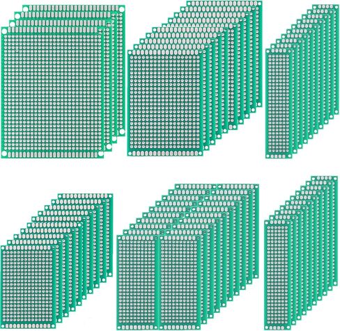 64 قطعة من لوحة PCB الخضراء - دائرة مزدوجة الجوانب ولوحة أداء مع 5 أحجام للإلكترونيات التي تصنعها بنفسك، متوافقة مع ألواح الخبز ومشاريع اللحام in Saudi Arabia