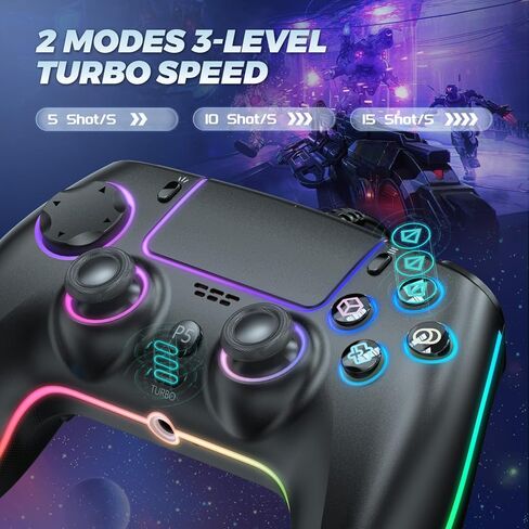 GUOC RGB Wired Controller for PS5/PS4 and PC with Hall Effect Trigger, 3.5mm Audio Jack, Support Tubro/Macro Function, Adjustable Dual Vibration 6-Axis Motion Control Gamepad in Saudi Arabia