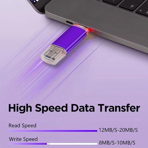 محرك أقراص فلاش USB-A من النوع C سعة 64 جيجابايت، محرك إبهام محمول ثنائي المنافذ، شريحة ذاكرة 2 في 1 للكمبيوتر، الهاتف الذكي، نقل الأجهزة، المكتب، الأعمال، السفر، مشاركة البيانات، أرجواني in Kuwait