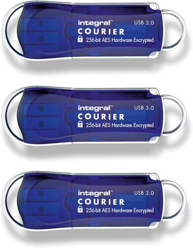 Integral 8GB Crypto-197 3-Pack 256-Bit Hardware مشفر USB 3.0 محرك ذاكرة فلاش آمن - معتمد لـ FIPS 197، حماية وتصميم متين مقاوم للماء بطبقة مزدوجة XTS-AES in Saudi Arabia
