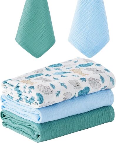 5 Pack Muslin Swaddle Blankets & Baby Burp Cloths, Soft & Breathable Cotton Baby Blankets, Receiving Blankets for Newborn Girl, Nursery Infant Essentials, Swaddling Wrap for Unisex (Pink & White) in Saudi Arabia