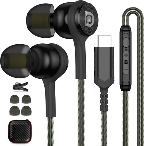 iMangoo USB C سماعات رأس لهاتف iPhone 17 16 15 سماعات أذن سلكية توصيل في سماعات الأذن USBC سلك سماعة أذن مع ميكروفون للتحكم في مستوى الصوت سلك سماعات لصالة الألعاب الرياضية والتمارين الرياضية والجري المنزلي والمكتب والمدرسة in Saudi Arabia