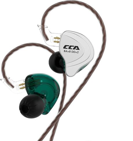 سماعة رأس IEM، CCA C10 4BA+1DD Hybrid HiFi داخل الأذن، سماعة رأس سلكية رياضية بخاصية إلغاء الضوضاء مع كابل قابل للفصل لأصوات الجهير Pop FOL (مع ميكروفون، أسود غير لامع) in Kuwait