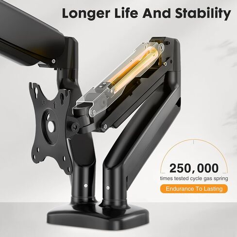 NEWBULIG Dual Monitor Stand for Desk, Adjustable Monitor Desk Mount with 2 Gas Spring Monitor Arms for 13–32″ Computer Screens, VESA Stand with C-Clamp & Grommet Base, Each Arm Holds 17.6 lbs, Black in Saudi Arabia