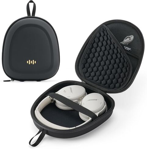 Headphone Hard Case Replacement for Bose QuietComfort Ultra QC45 QC35 QC25 QC15 QCSE Over-Ear Headphones, Super-Slim Upgrade PU Universal Portable Travel Organizer Bag (Beige) in Saudi Arabia