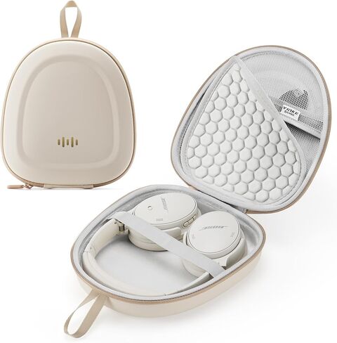 Headphone Hard Case Replacement for Bose QuietComfort Ultra QC45 QC35 QC25 QC15 QCSE Over-Ear Headphones, Super-Slim Upgrade PU Universal Portable Travel Organizer Bag (Beige) in Saudi Arabia