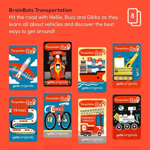 YOTO BrainBots Transportation - 8 Kids Audiobook Cards for Use with Player & Mini All–in–1 Audio Player, Educational & Screen–Free Listening with Fun Playtime, Bedtime & Travel Stories, Ages 6+ in Saudi Arabia