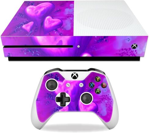 غلاف MightySkins متوافق مع Microsoft Xbox One S، غطاء لاصق على شكل قلب أرجواني in Kuwait