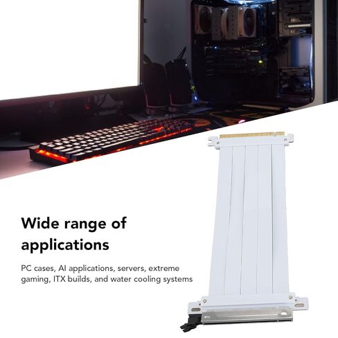 BAFOVY PCIE 5.0 X16 Riser Cable for RTX4090 (ti) and RX8900 (xt), Plug and Play, Unique Cable Protector, Improved Airflow, Shielded Slots, Maximum Durability, Compatible with Various in Saudi Arabia