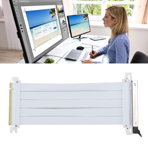 BAFOVY PCIE 5.0 X16 Riser Cable for RTX4090 (ti) and RX8900 (xt), Plug and Play, Unique Cable Protector, Improved Airflow, Shielded Slots, Maximum Durability, Compatible with Various in Saudi Arabia