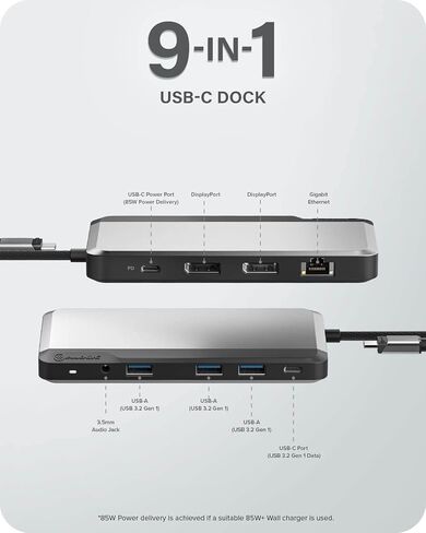ALOGIC USB-C Dual Display 1080p FHD Dock; 85W Power Delivery; 3X USB-A; 2X USB-C; 2X DisplayPorts; Ethernet & Audio Jack; MX2 lite DisplayPort Edition. in Kuwait