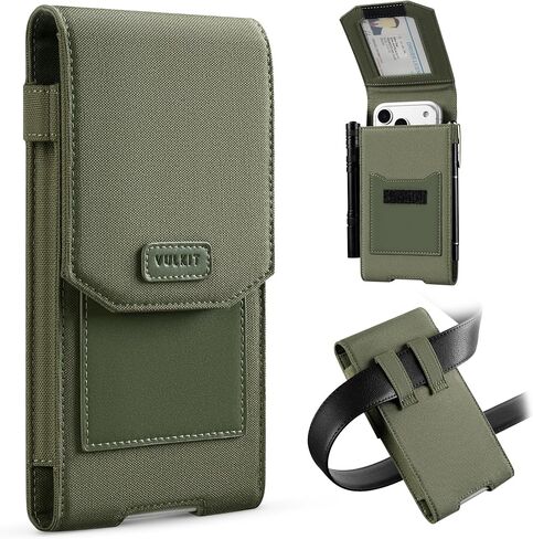 VULKIT Phone Holster Fits iPhone Series, Galaxy Series, Moto, Universal-Fitted, with ID Window & Pen Slot, Heavy Duty Nylon Phone Belt Holder in Saudi Arabia