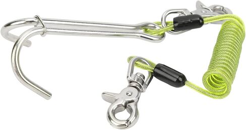 316 Stainless Steel Diving Current Hook Double Reef Hook, 13cm Length, 1m Spiral Coil Lanyard - Corrosion Resistant, Quick Release Lanyard for Camera Flashlight, Underwater in Kuwait
