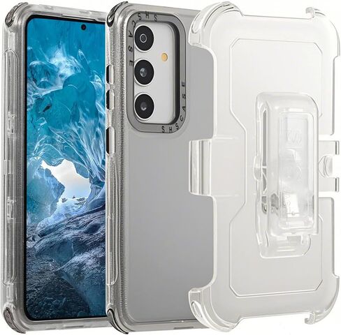 for Samsung Galaxy S25 Ultra Case with Belt Clip Holster, Military Grade Shockproof Clear Cover with Kickstand, Rugged Heavy Duty Protective Phone Case for Galaxy S25 Ultra Transparent Clear in Saudi Arabia