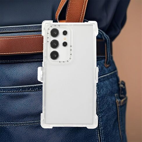 for Samsung Galaxy S25 Ultra Case with Belt Clip Holster, Military Grade Shockproof Clear Cover with Kickstand, Rugged Heavy Duty Protective Phone Case for Galaxy S25 Ultra Transparent Clear in Saudi Arabia