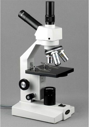 مجهر أحادي العين مركب ثنائي الرؤية من AmScope D120B، أهداف WF10x وWF20x، تكبير 40X-2000X، Brightfield، مكثف NA Abbe 1.25، مرحلة عادية in Saudi Arabia