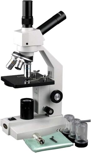 AmScope D120 مجهر أحادي العين مركب ثنائي الرؤية، تكبير 40X-1000X، برايتفيلد، مكثف 1.25 NA Abbe، مرحلة عادية in Saudi Arabia