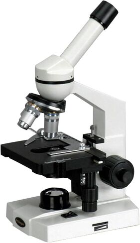 مجهر مركب أحادي العين AmScope M220B، عدسات WF10x وWF20x، تكبير 40x-800x، إضاءة التنغستن، Brightfield، مكثف NA Abbe 1.25، تركيز محوري خشن ودقيق، مرحلة ميكانيكية، 110 فولت in Saudi Arabia