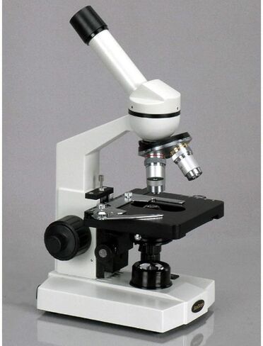 مجهر مركب أحادي العين AmScope M220B، عدسات WF10x وWF20x، تكبير 40x-800x، إضاءة التنغستن، Brightfield، مكثف NA Abbe 1.25، تركيز محوري خشن ودقيق، مرحلة ميكانيكية، 110 فولت in Saudi Arabia