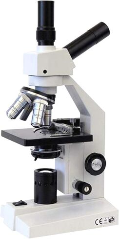 AmScope D120A-MS Dual-View Compound Monocular Microscope, WF10x and WF16x Objectives, 40X-1600X Magnification, Brightfield, 1.25 NA Abbe Condenser, Mechanical Stage in Saudi Arabia