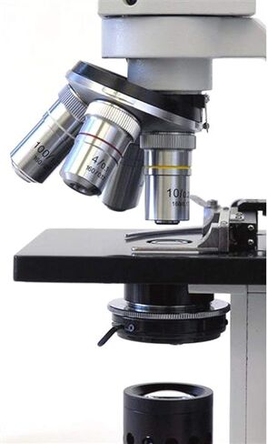 AmScope D120B-MS مجهر أحادي العين مركب ثنائي الرؤية، أهداف WF10x وWF20x، تكبير 40X-2000X، Brightfield، مكثف NA Abbe 1.25، المرحلة الميكانيكية in Saudi Arabia