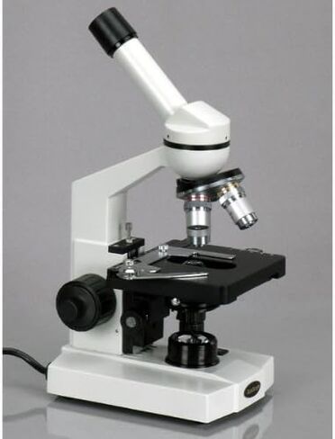 مجهر مركب أحادي العين AmScope M220C، عدسات WF10x وWF25x، تكبير 40x-1000x، إضاءة التنغستن، Brightfield، مكثف NA Abbe 1.25، تركيز محوري خشن ودقيق، مرحلة ميكانيكية، 110 فولت in Saudi Arabia