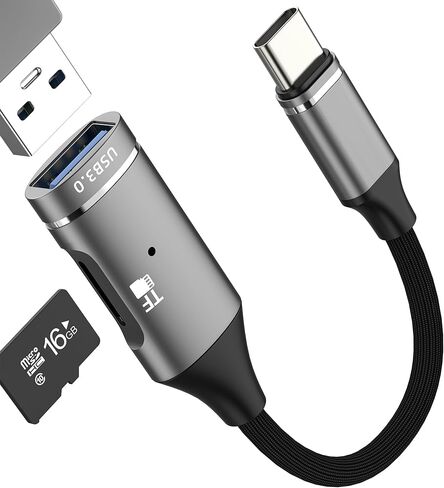 محول USB A إلى USB C (2 في 1) محول قارئ بطاقات Micro SD لهاتف iPhone 17 16 15 Pro Max OTG 3.0 عصا ذاكرة TF لأجهزة Ipad وApple MacBook Type C متوافق مع ملحقات Samsung S25 S24 Mac in Kuwait