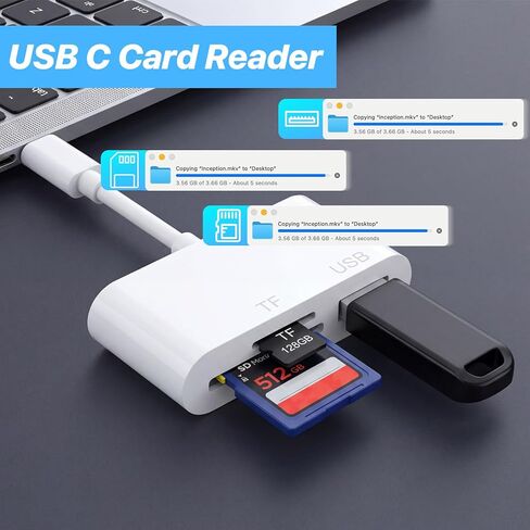 محول قارئ بطاقات SD USB C، قارئ بطاقات ذاكرة 3 في 1 بفتحات مزدوجة مع محول كاميرا USB، محول كاميرا رقمية in Saudi Arabia