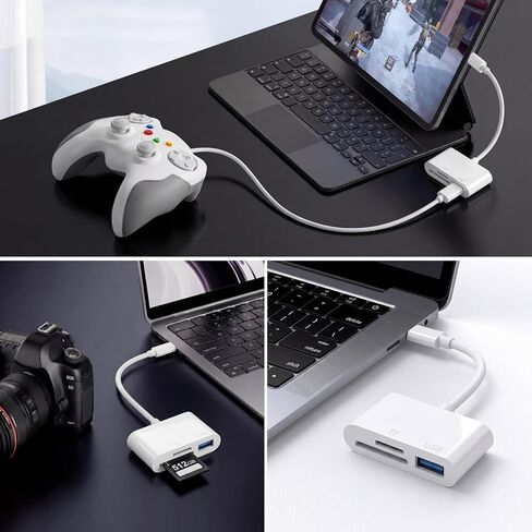 محول قارئ بطاقات SD USB C، قارئ بطاقات ذاكرة 3 في 1 بفتحات مزدوجة مع محول كاميرا USB، محول كاميرا رقمية in Saudi Arabia