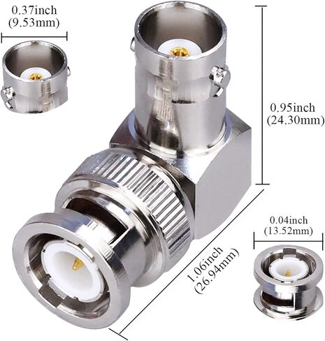 TUOLNK BNC Male to Female Elbow Adapter 90 Degree RF Coax Connector for Security Cameras/Extension Cable Connector Right Angle 2pcs in Kuwait