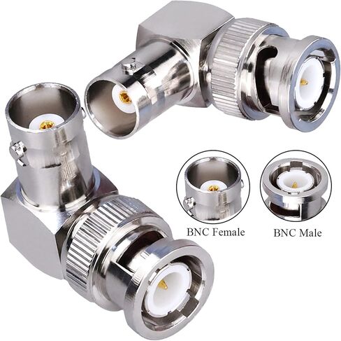 TUOLNK BNC Male to Female Elbow Adapter 90 Degree RF Coax Connector for Security Cameras/Extension Cable Connector Right Angle 2pcs in Kuwait