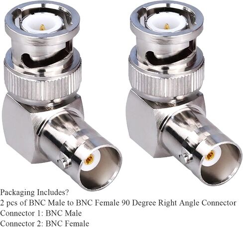 TUOLNK BNC Male to Female Elbow Adapter 90 Degree RF Coax Connector for Security Cameras/Extension Cable Connector Right Angle 2pcs in Kuwait