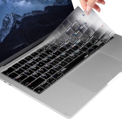 غطاء لوحة المفاتيح MOSISO رفيع للغاية متوافق مع MacBook Air 15 بوصة M4 A3241 M3 A3114 M2 A2941/Air 13.6 M4 A3240 M3 A3113 M2 A2681/Pro 14/16 M4 M3 M2 M1، Mac OS X Shortcut، شفاف in Saudi Arabia