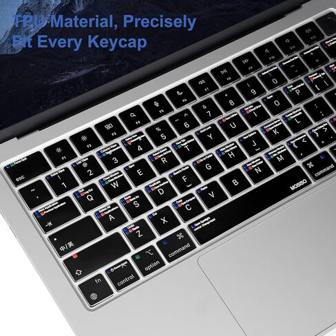 غطاء لوحة المفاتيح MOSISO رفيع للغاية متوافق مع MacBook Air 15 بوصة M4 A3241 M3 A3114 M2 A2941/Air 13.6 M4 A3240 M3 A3113 M2 A2681/Pro 14/16 M4 M3 M2 M1، Mac OS X Shortcut، شفاف in Saudi Arabia