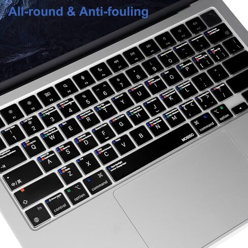 غطاء لوحة المفاتيح MOSISO رفيع للغاية متوافق مع MacBook Air 15 بوصة M4 A3241 M3 A3114 M2 A2941/Air 13.6 M4 A3240 M3 A3113 M2 A2681/Pro 14/16 M4 M3 M2 M1، Mac OS X Shortcut، شفاف in Saudi Arabia