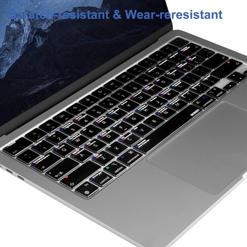 غطاء لوحة المفاتيح MOSISO رفيع للغاية متوافق مع MacBook Air 15 بوصة M4 A3241 M3 A3114 M2 A2941/Air 13.6 M4 A3240 M3 A3113 M2 A2681/Pro 14/16 M4 M3 M2 M1، Mac OS X Shortcut، شفاف in Saudi Arabia