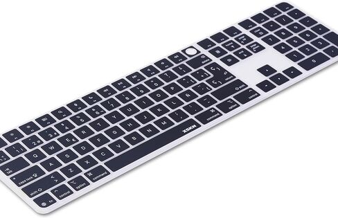 غطاء لوحة المفاتيح باللون الأسود بحروف إسبانية من XSKN يناسب لوحة المفاتيح السحرية Apple 2024 iMac M4 Chip مع معرف اللمس ولوحة المفاتيح الرقمية A3119 in Kuwait