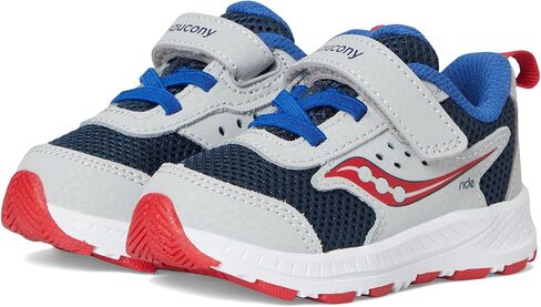 Saucony Kids (Vida) Kids Ride JR. Sneaker, Navy/Grey/RED, 10 Wide US Unisex Toddler in Saudi Arabia