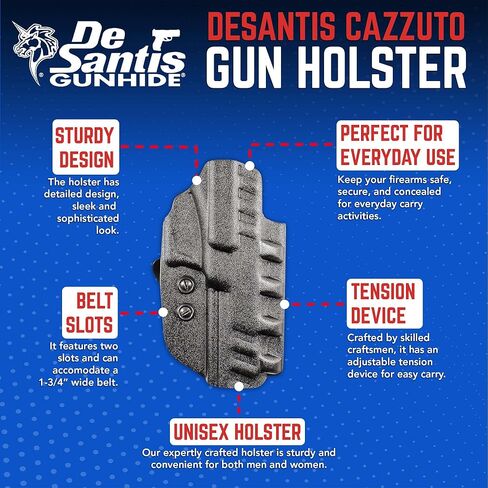 DeSantis Cazzuto Holster, Thermoplastic Material, Unisex Gun Holster with Belt Slot Attachment, Fits RUGER-57 WITH RED DOT SIGHT, 57 WITHOUT RED DOT SIGHT, Right-Hand Version, Black in Saudi Arabia