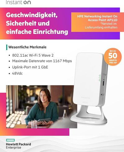 Aruba Instant On AP11D IEEE 802.11ac 1.14 Gbit/s نقطة وصول لاسلكية - 2.40 جيجا هرتز، 5 جيجا هرتز - تقنية MIMO - 4 × شبكة (RJ-45) - جيجابت إيثرنت - منافذ PoE - قابلة للتركيب على الحائط، سطح المكتب - حزمة واحدة in Saudi Arabia