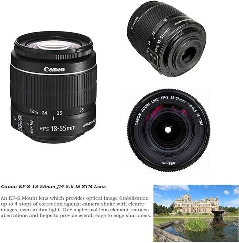 كاميرا Canon EOS Rebel SL2 الرقمية SLR مع عدسة Canon EF-S مقاس 18-55 مم هي عدسة STM + بطاقة ذاكرة Sandisk SDHC سعة 32 جيجابايت وحقيبة ظهر وحزمة ملحقات (متجددة) in Saudi Arabia