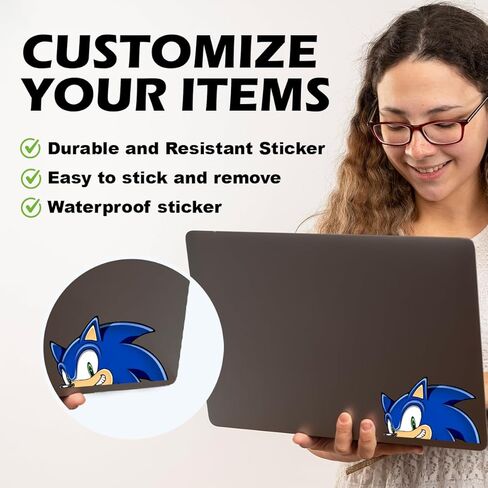 Speed Hedgehog Colorful Decal Stickers for Cars Laptop Water Bottle Flask Skateboard Wall Decor UV Resistant 3.6" in x 6" in (Bluee) in Saudi Arabia