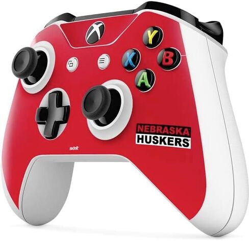 ملصق Skinit المخصص للألعاب متوافق مع وحدة تحكم Xbox One S - تصميم College Red Nebraska Huskers المرخص رسميًا in Kuwait
