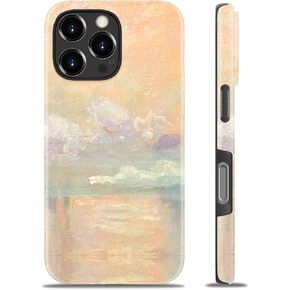حافظة لهاتف iPhone 16 Pro Max لطيفة - متوافقة مع الشحن اللاسلكي - هيكل صلب مزدوج الطبقة + غطاء سيليكون - حافظة هاتف واقية بتصميمات جمالية عصرية للنساء - الغيوم والماء in Kuwait