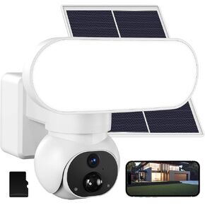 FancyDove Wireless Floodlight Camera, Outdoor Camera with Solar Panel for Home Security, Solar Camera Outdoor Wireless Flood Light Motion Sensor, 2K 360° PTZ View, 2000LM, Alexa, Waterproof, 64GB SD in Kuwait