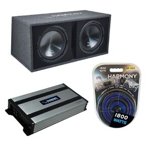 حزمة Harmony Audio Bundle HA-RD12 لإيقاع السيارة محملة بصندوق فرعي مزدوج 12 بوصة مزود بفتحات تهوية بقدرة 1200 وات مع مضخم صوت HA-A800.1 ومجموعة مضخم الصوت in Saudi Arabia