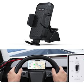 حامل هاتف BASENOR لعام 2025 2026 Tesla Model Y Juniper/Model 3 Highland، حامل هاتف لوحة القيادة لا يحجب الرؤية [بدون لاصق] [أذرع مزدوجة] [قابل للتعديل 360 درجة] ملحقات Tesla تناسب جميع الهواتف الذكية in Kuwait