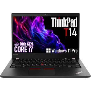 كمبيوتر محمول Lenovo Thinkpad T14 Gen 1، شاشة 14 بوصة عالية الدقة (1920 × 1080)، رباعي النواة i7-10610U، ذاكرة الوصول العشوائي DDR4 سعة 16 جيجابايت، 512 جيجابايت SSD، لوحة مفاتيح بإضاءة خلفية، Thunderbolt 3، HDMI، كاميرا ويب، Windows 11 Pro (متجدد) in Kuwait