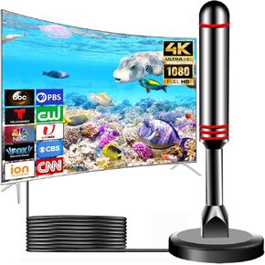 TV Antenna for Smart TV Indoor, 2025 Digital HD Antenna with Strong Magnetic Base, 360° Reception & Long Range Indoor Antenna for Local Channels Supports 4K 1080P, 10FT Cable in Kuwait